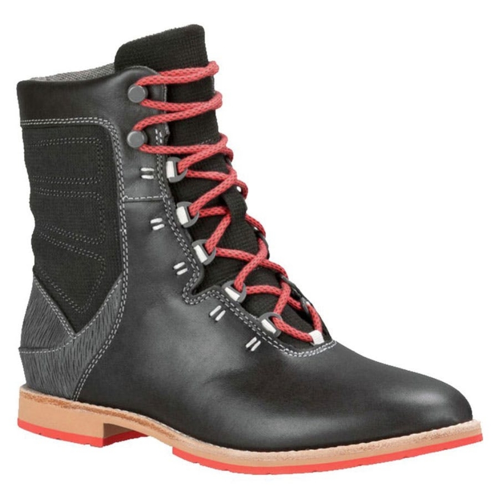 Ahnu Chenery Waterproof Leather Lace Up Boot Size 9.5 Twighlight Black